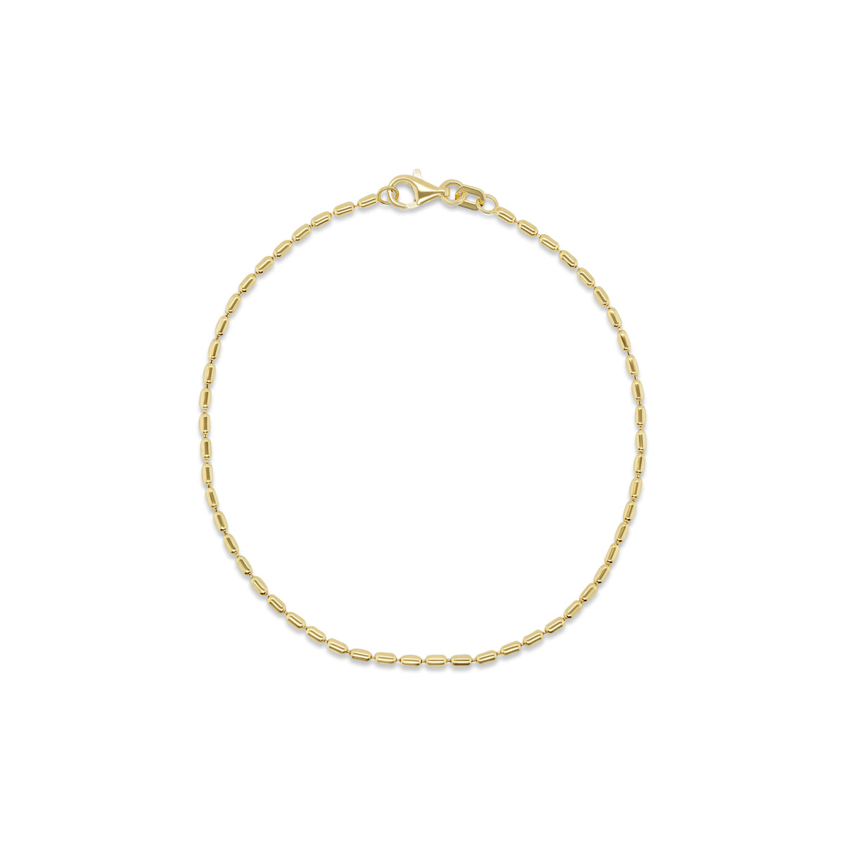 7.5 inch 14k yellow gold long bead chain bracelet