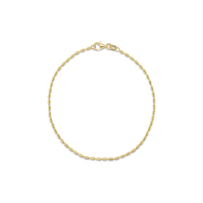 7.5 inch 14k yellow gold long bead chain bracelet