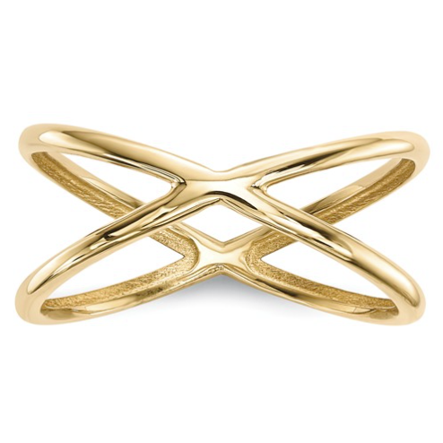 14k yellow gold polished double ring 1.3mm thick fashion ring