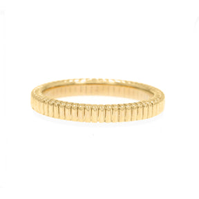 14k gold ridged textured plain gold metal wedding ring