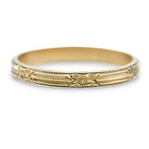10k yellow gold hand engraved estate wedding band 