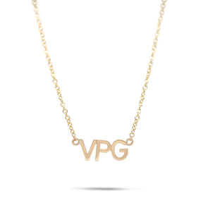 14k gold three letter initials necklace