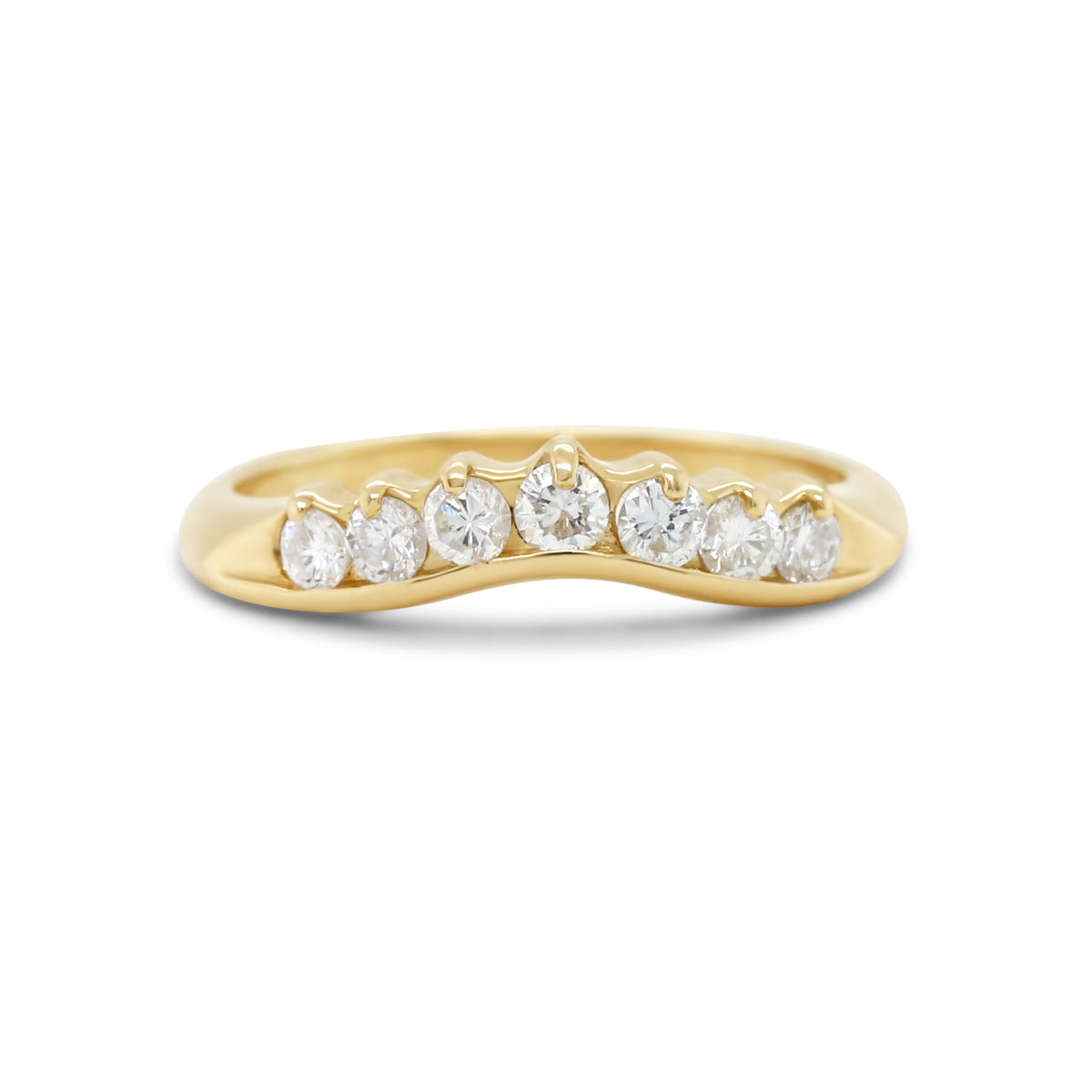 14k yellow gold diamond contour estate wedding band ring