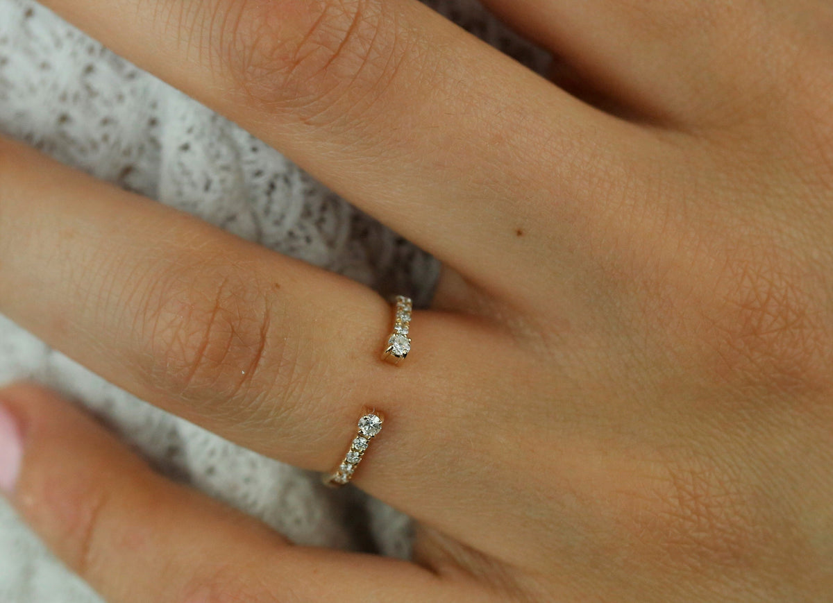 14KY Diamond Open Band Size 6