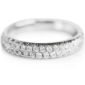 double row diamond anniversary band in white gold