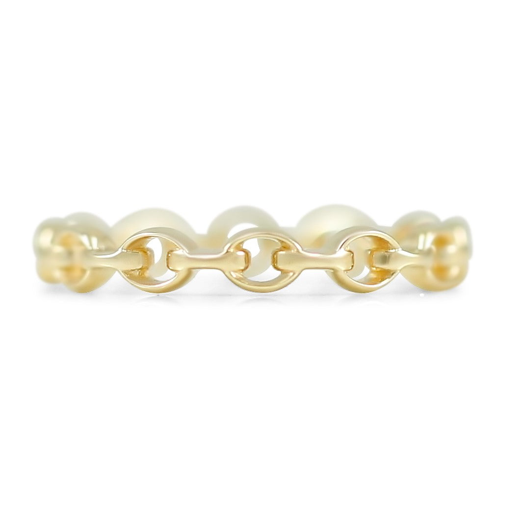 14k yellow, rose or white gold chain link ring 3.0mm wedding band or stack ring