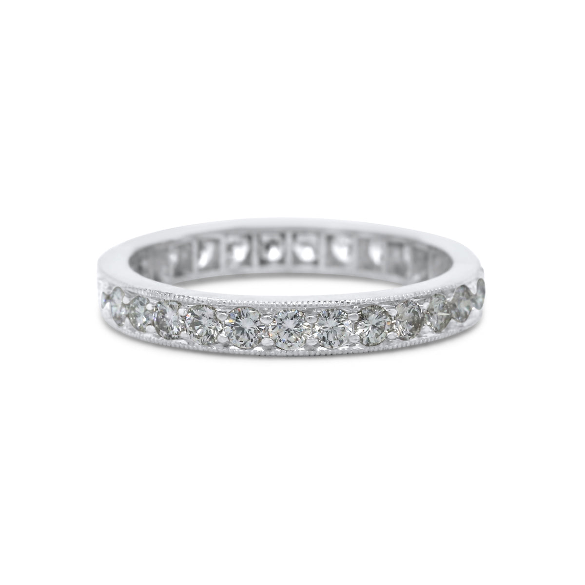 platinum diamond eternity band milgrain detailing estate wedding band