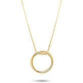 14k yellow or white gold mobius circle diamond necklace with a 16in chain