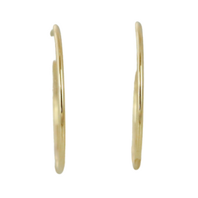 14k yellow gold post hoop earrings 2mm wide 25mm diameter under 500