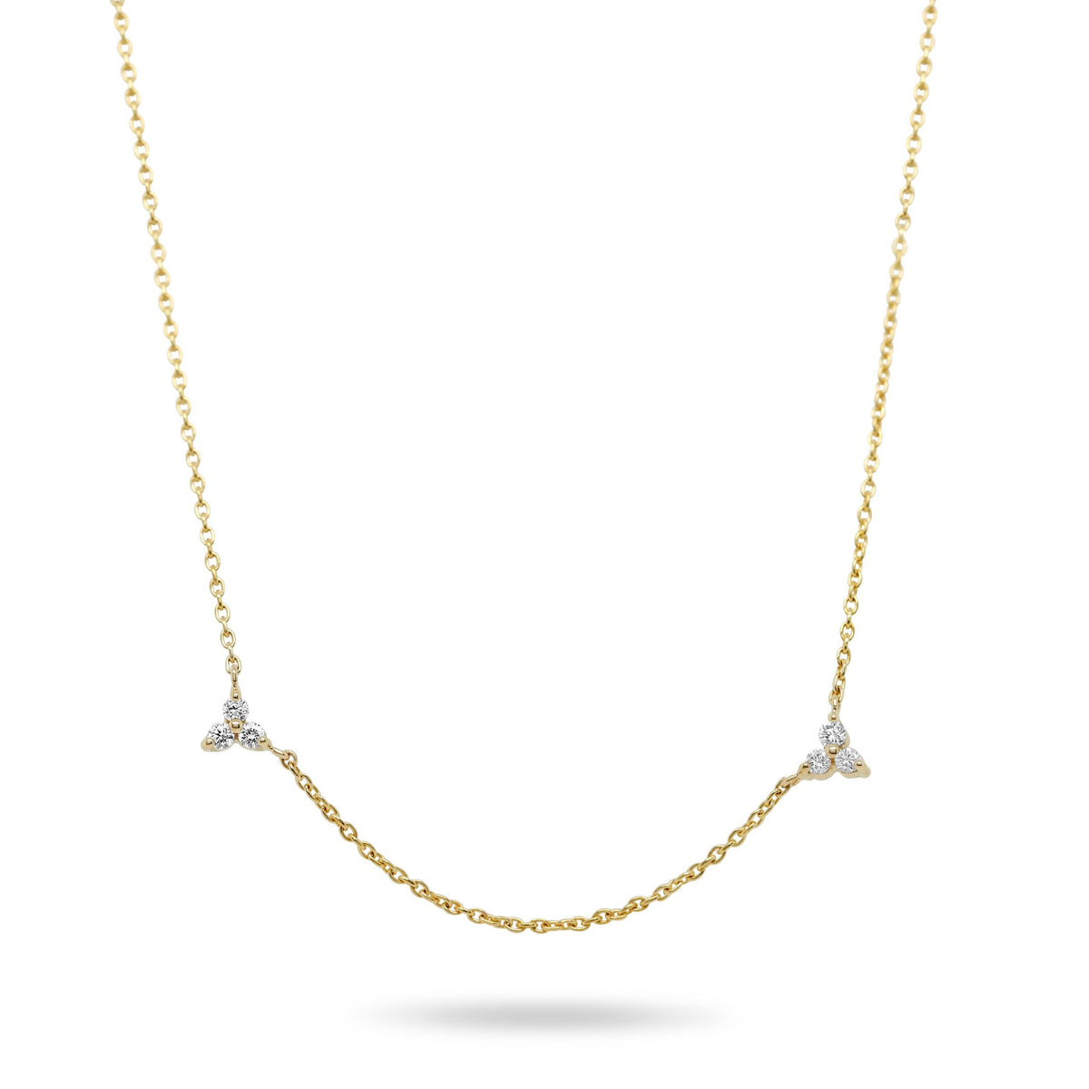 14k yellow gold diamond station necklace 16in chain