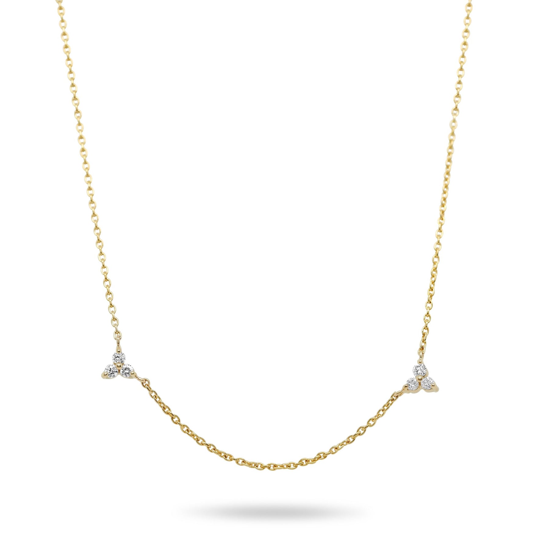 14k yellow gold diamond station necklace 16in chain