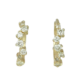 14k yellow gold prong set staggered diamond huggies under 500