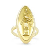 18k yellow gold estate navaette shaped signet ring with cleopatra on front