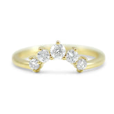 14k yellow gold diamond contour wedding band made with round diamonds